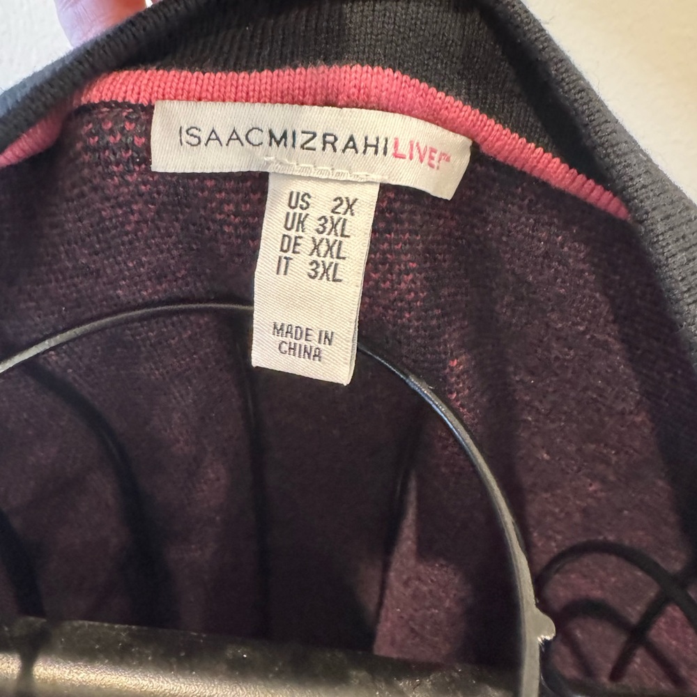 Isaac Mizrahi Women's Cardigan Sweater Blue Pink Black Plaid Button Front Sz 2x - Picture 4 of 4
